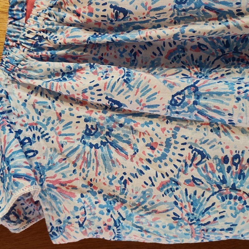 NWOT Simply Southern Drop Waist Dress Confetti Pink Blue Flutter Sleeve Cotton L - Picture 6 of 9
